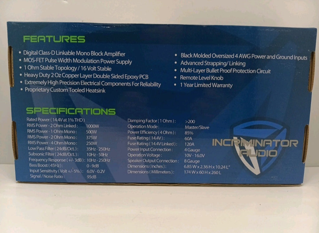 Incriminator Audio I501 Mono Block Amplifier