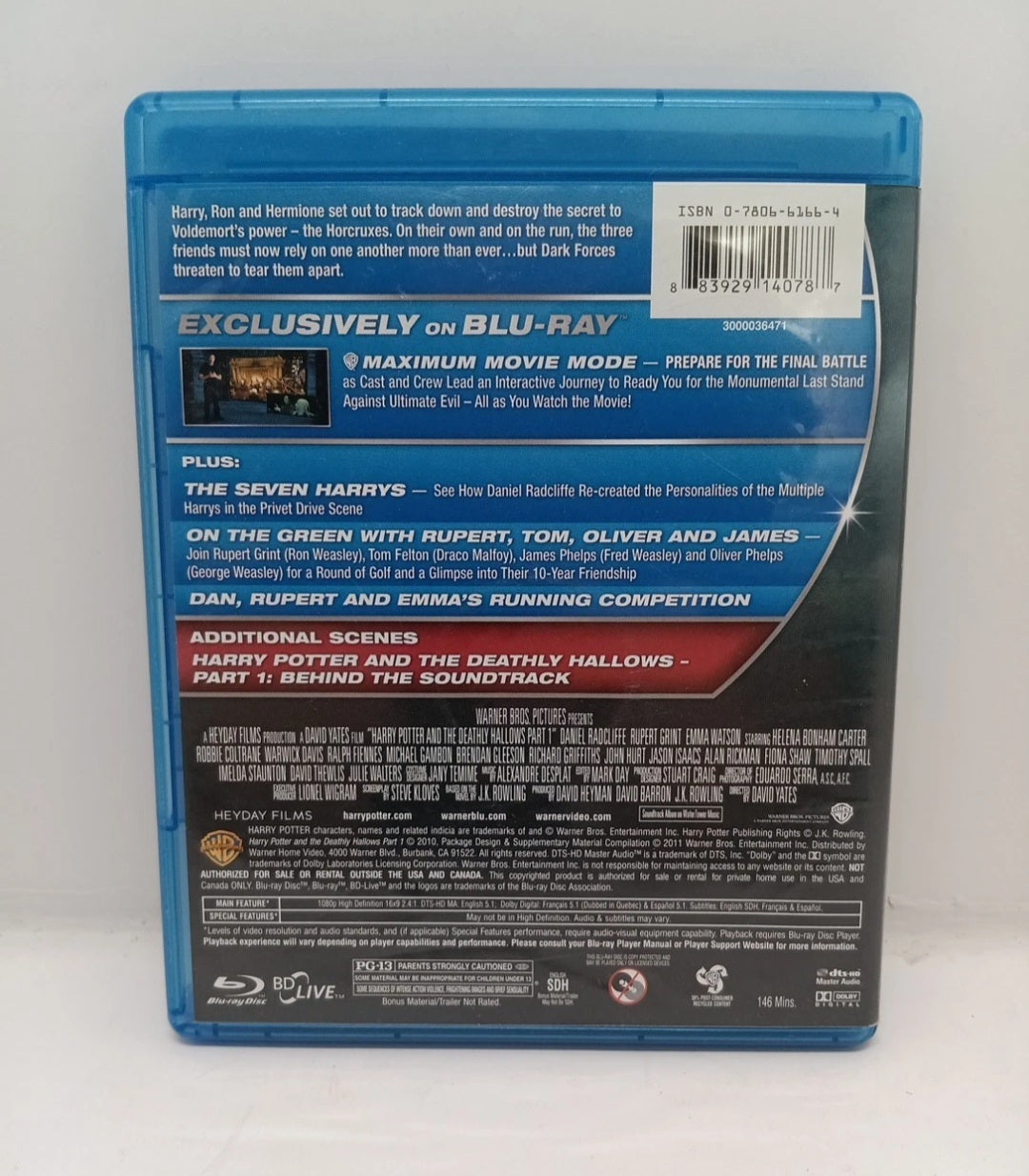 Harry Potter Deathly Hallows Part 1 Blu-ray With Extras