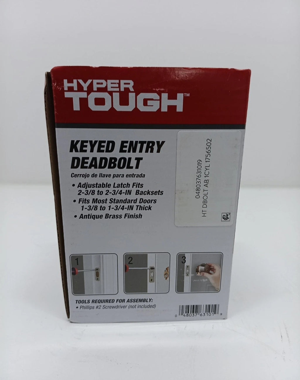 Hyper Tough Keyed Entry Deadbolt Antique Brass Finish Complete, New