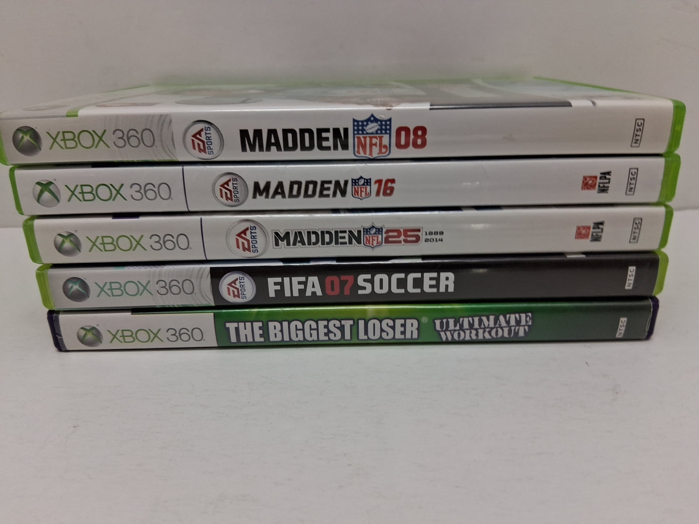Xbox 360 Lot Of 5 Games, NFL MADDEN 08, 16, 25, Fifa 07 Soccer, The Biggest...