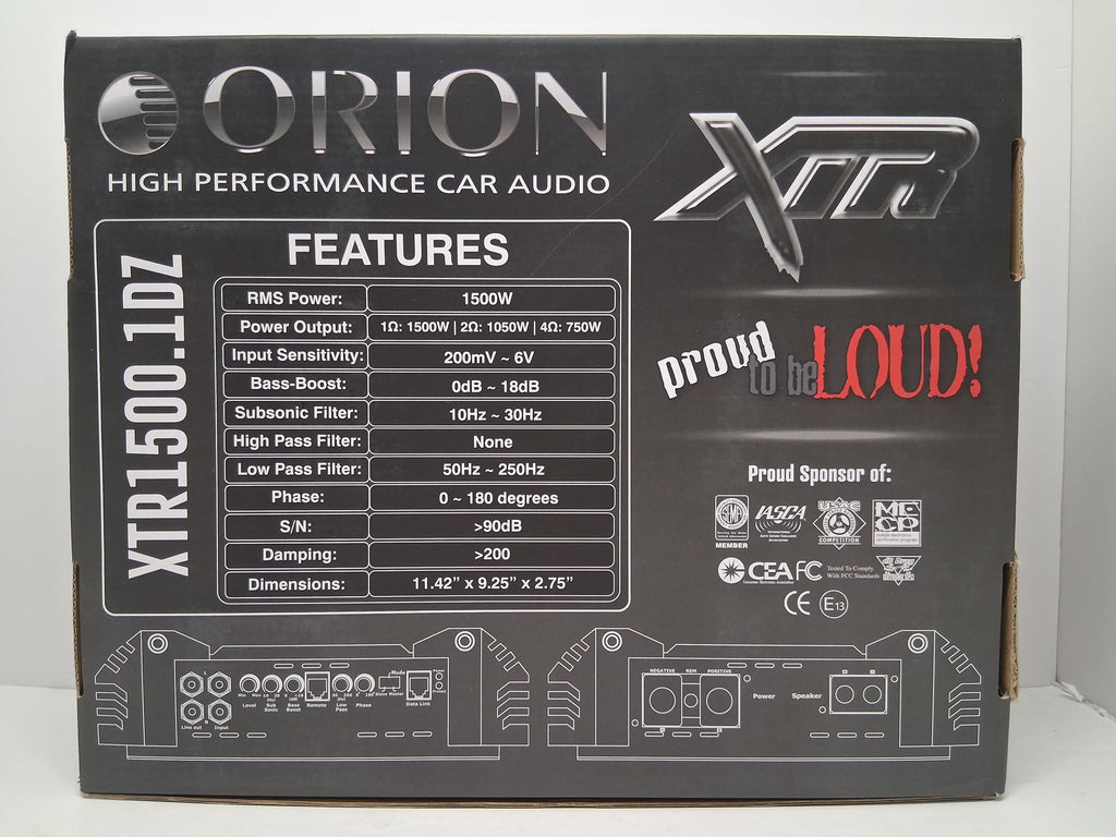 Orion Xtr1500.1dz XTR Amplifier D Class 1 Ohm 6000w Car Audio Amp