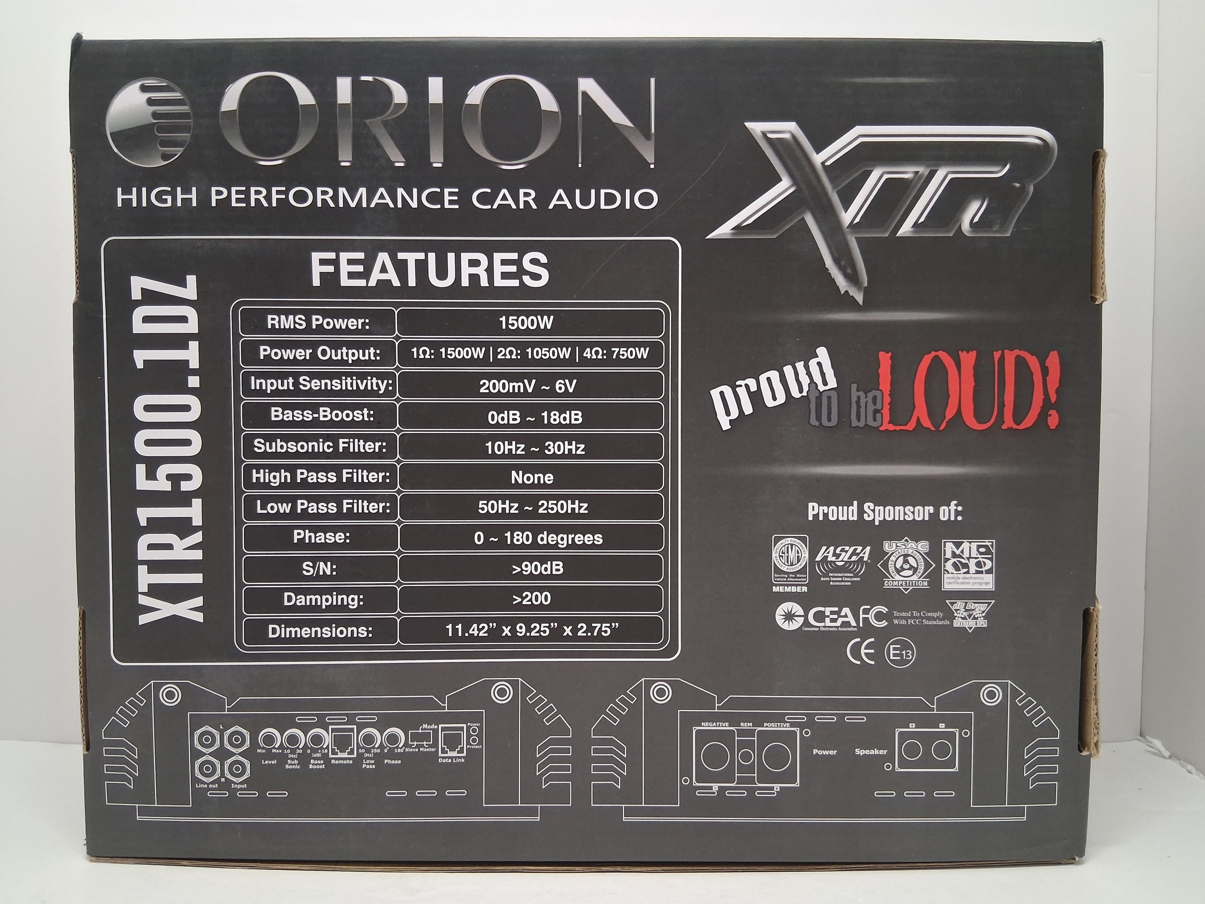 Orion Xtr1500.1dz XTR Amplifier D Class 1 Ohm 6000w Car Audio Amp